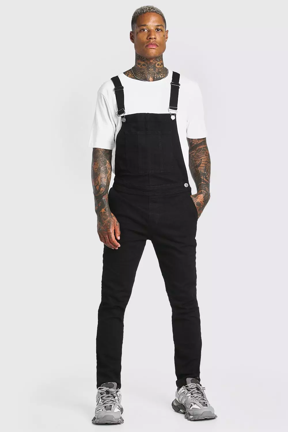 Black skinny 2024 dungarees mens